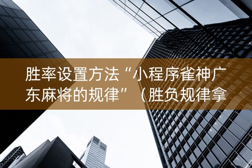 胜率设置方法“小程序雀神广东麻将的规律”（胜负规律拿好牌)