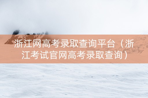 浙江网高考录取查询平台（浙江考试官网高考录取查询）