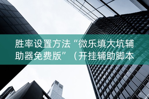 胜率设置方法“微乐填大坑辅助器免费版”（开挂辅助脚本)