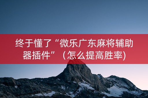 终于懂了“微乐广东麻将辅助器插件”（怎么提高胜率)