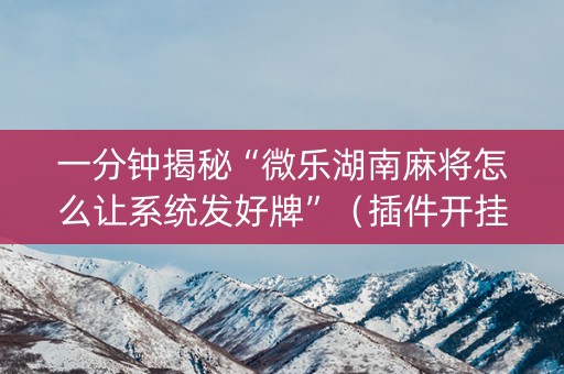 一分钟揭秘“微乐湖南麻将怎么让系统发好牌”（插件开挂免费AI)