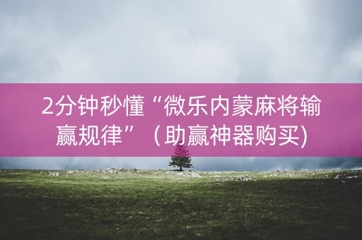 2分钟秒懂“微乐内蒙麻将输赢规律”（助赢神器购买)
