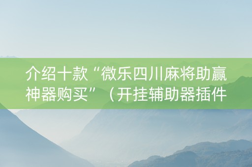 介绍十款“微乐四川麻将助赢神器购买”（开挂辅助器插件)