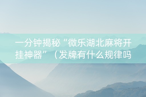一分钟揭秘“微乐湖北麻将开挂神器”（发牌有什么规律吗)