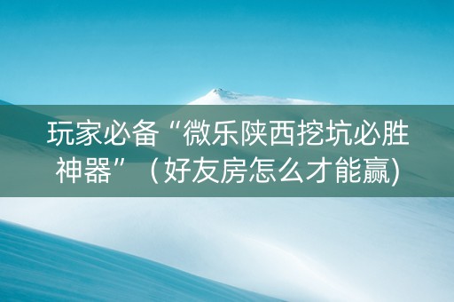 玩家必备“微乐陕西挖坑必胜神器”（好友房怎么才能赢)