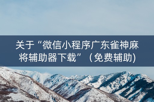关于“微信小程序广东雀神麻将辅助器下载”（免费辅助)
