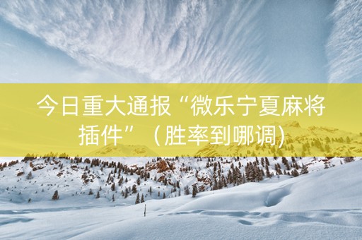 今日重大通报“微乐宁夏麻将插件”（胜率到哪调)