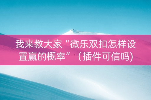 我来教大家“微乐双扣怎样设置赢的概率”（插件可信吗)