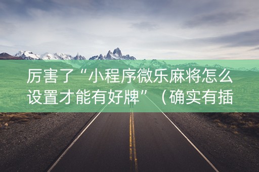 厉害了“小程序微乐麻将怎么设置才能有好牌”（确实有插件吗)