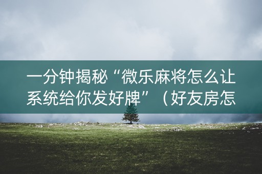 一分钟揭秘“微乐麻将怎么让系统给你发好牌”（好友房怎么才能赢)