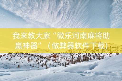 我来教大家“微乐河南麻将助赢神器”（做弊器软件下载)