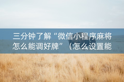 三分钟了解“微信小程序麻将怎么能调好牌”（怎么设置能有好牌)