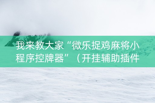 我来教大家“微乐捉鸡麻将小程序控牌器”（开挂辅助插件)