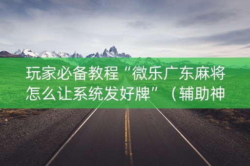 玩家必备教程“微乐广东麻将怎么让系统发好牌”（辅助神器免费)