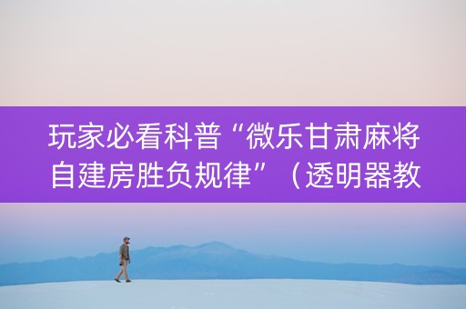 玩家必看科普“微乐甘肃麻将自建房胜负规律”（透明器教程)