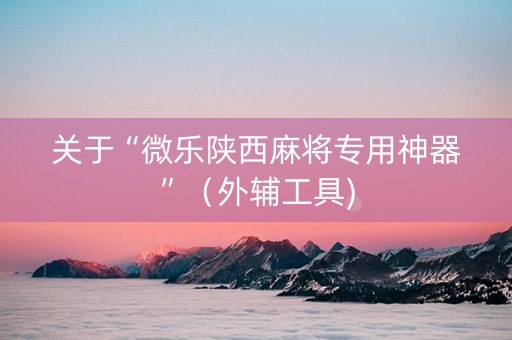关于“微乐陕西麻将专用神器”（外辅工具)