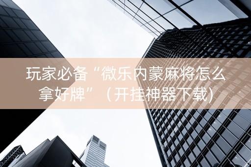 玩家必备“微乐内蒙麻将怎么拿好牌”（开挂神器下载)