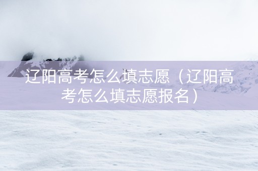 辽阳高考怎么填志愿（辽阳高考怎么填志愿报名）