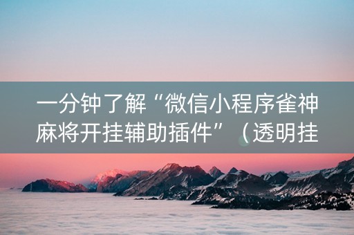 一分钟了解“微信小程序雀神麻将开挂辅助插件”（透明挂辅助器)
