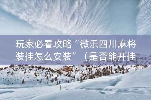 玩家必看攻略“微乐四川麻将装挂怎么安装”（是否能开挂)