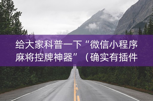 给大家科普一下“微信小程序麻将控牌神器”（确实有插件吗)