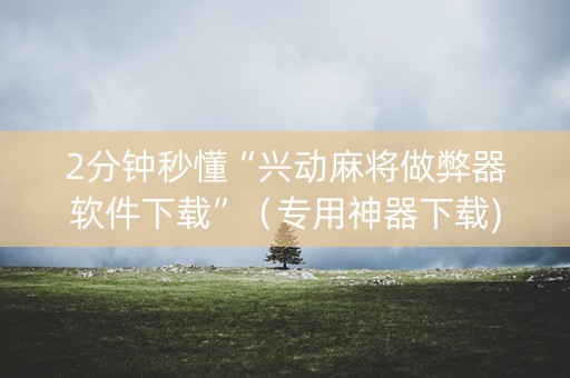 2分钟秒懂“兴动麻将做弊器软件下载”（专用神器下载)
