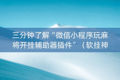 三分钟了解“微信小程序玩麻将开挂辅助器插件”（软挂神器)