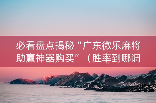 必看盘点揭秘“广东微乐麻将助赢神器购买”（胜率到哪调)