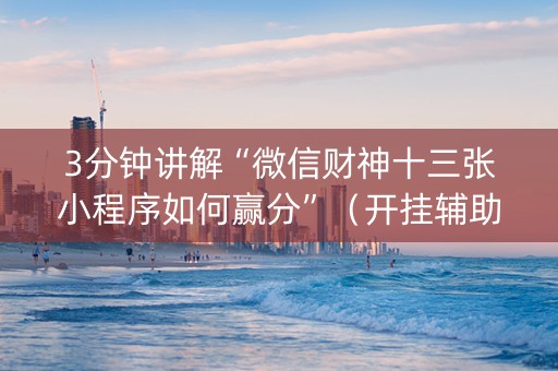 3分钟讲解“微信财神十三张小程序如何赢分”（开挂辅助脚本)