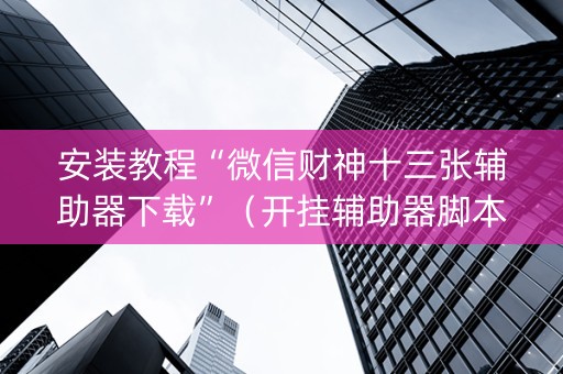 安装教程“微信财神十三张辅助器下载”（开挂辅助器脚本)