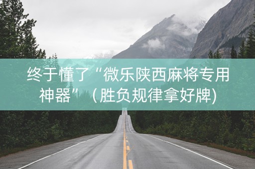 终于懂了“微乐陕西麻将专用神器”（胜负规律拿好牌)