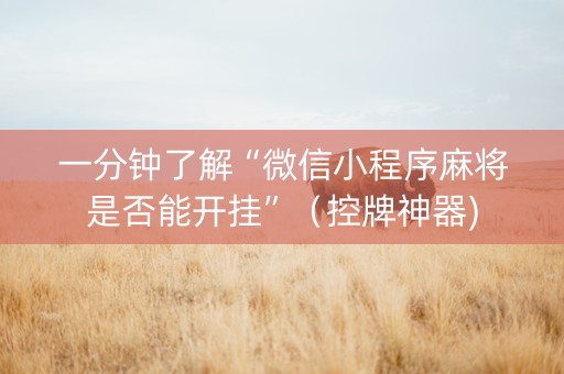 一分钟了解“微信小程序麻将是否能开挂”（控牌神器)