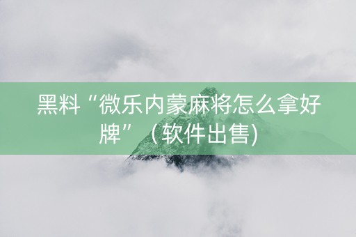 黑料“微乐内蒙麻将怎么拿好牌”（软件出售)