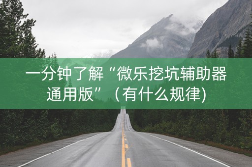 一分钟了解“微乐挖坑辅助器通用版”（有什么规律)