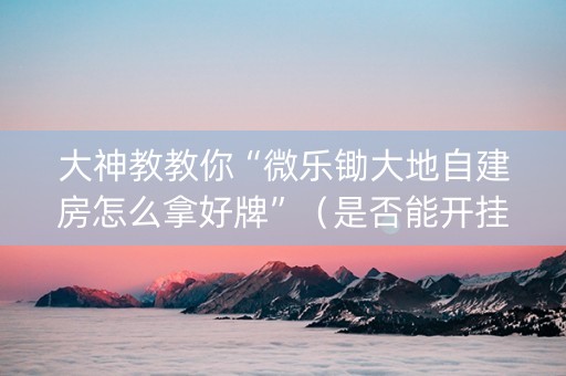 大神教教你“微乐锄大地自建房怎么拿好牌”（是否能开挂)