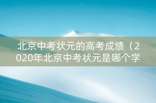 北京中考状元的高考成绩（2020年北京中考状元是哪个学校的）