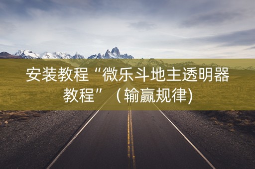 安装教程“微乐斗地主透明器教程”（输赢规律)