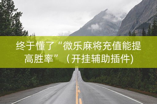 终于懂了“微乐麻将充值能提高胜率”（开挂辅助插件)