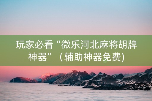 玩家必看“微乐河北麻将胡牌神器”（辅助神器免费)