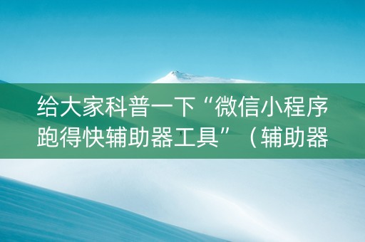 给大家科普一下“微信小程序跑得快辅助器工具”（辅助器插件)