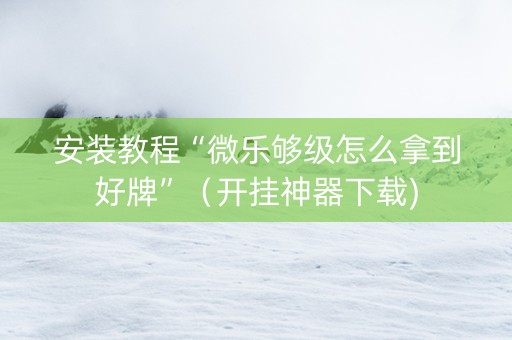 安装教程“微乐够级怎么拿到好牌”（开挂神器下载)