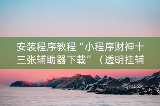 安装程序教程“小程序财神十三张辅助器下载”（透明挂辅助器)