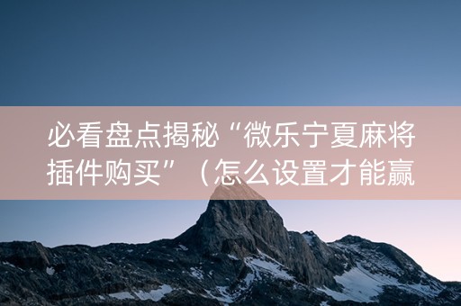 必看盘点揭秘“微乐宁夏麻将插件购买”（怎么设置才能赢)