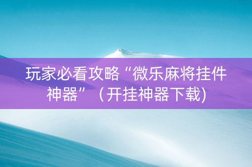 玩家必看攻略“微乐麻将挂件神器”（开挂神器下载)