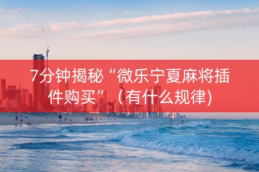 7分钟揭秘“微乐宁夏麻将插件购买”（有什么规律)