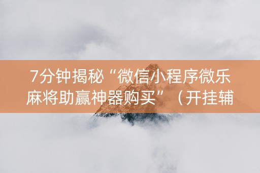 7分钟揭秘“微信小程序微乐麻将助赢神器购买”（开挂辅助插件)