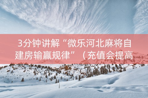 3分钟讲解“微乐河北麻将自建房输赢规律”（充值会提高胜率么)