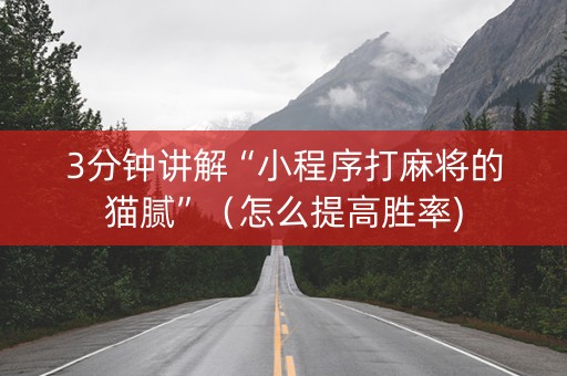 3分钟讲解“小程序打麻将的猫腻”（怎么提高胜率)