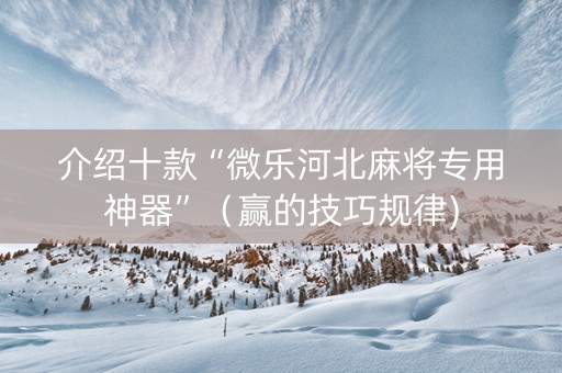 介绍十款“微乐河北麻将专用神器”（赢的技巧规律)