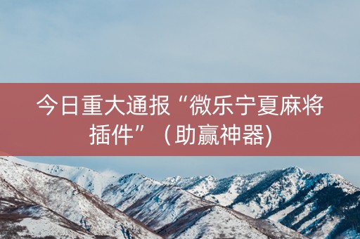 今日重大通报“微乐宁夏麻将插件”（助赢神器)
